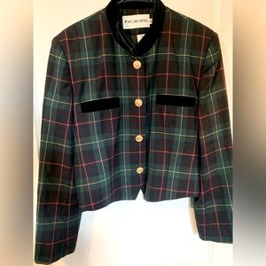 Vintage Plaid Coat with Shoulder Pads